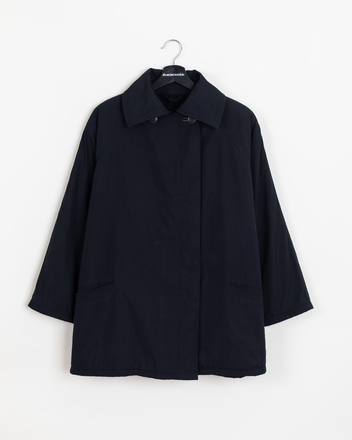 Black · Quilted Double-Breasted Nylon Jacket