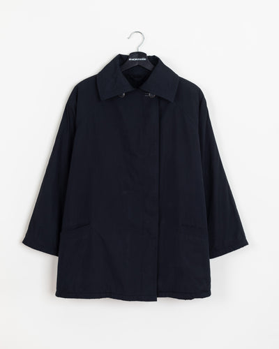 Black · Quilted Double-Breasted Nylon Jacket