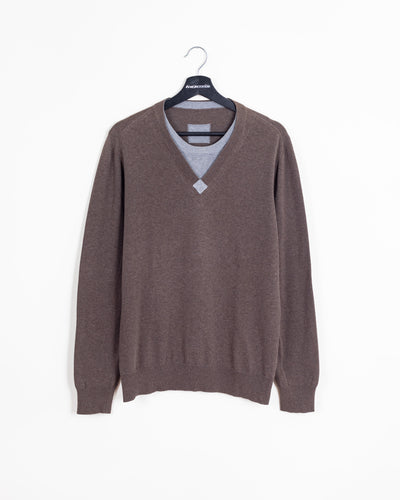 Brown Grey · Double Layer Sweater
