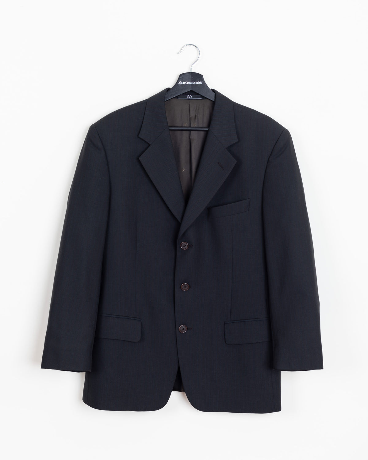 Charcoal · Three-Button Wool Blazer