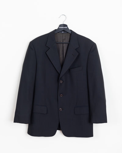 Charcoal · Three-Button Wool Blazer
