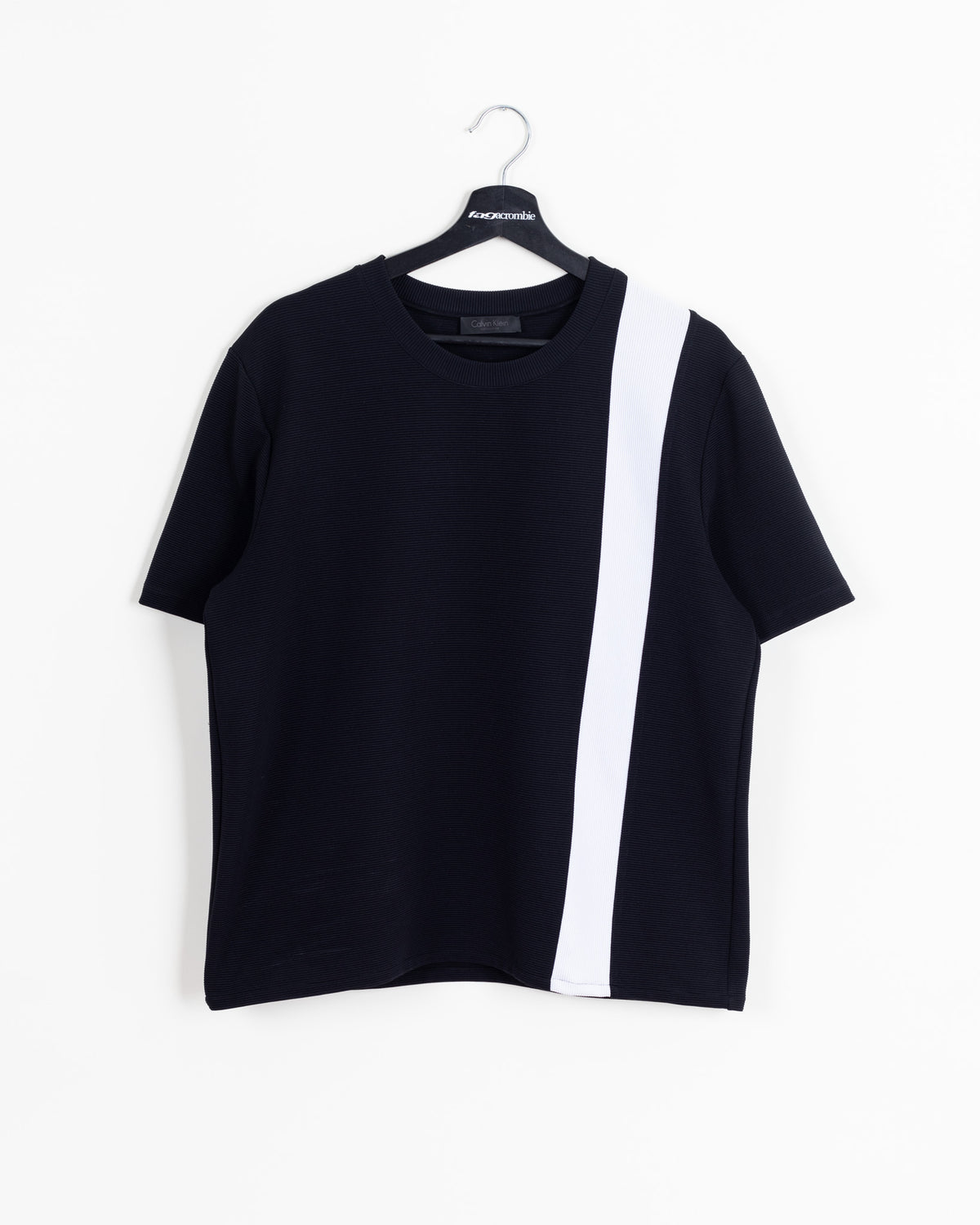 Black White · Paneled Rib Knit Tee