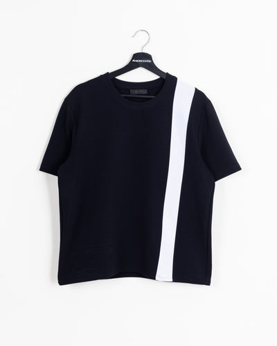 Black White · Paneled Rib Knit Tee