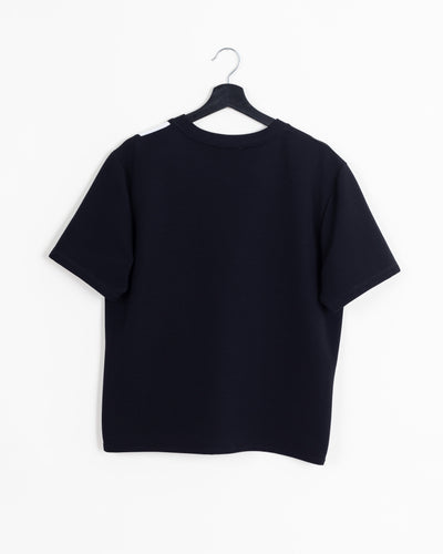 Black White · Paneled Rib Knit Tee