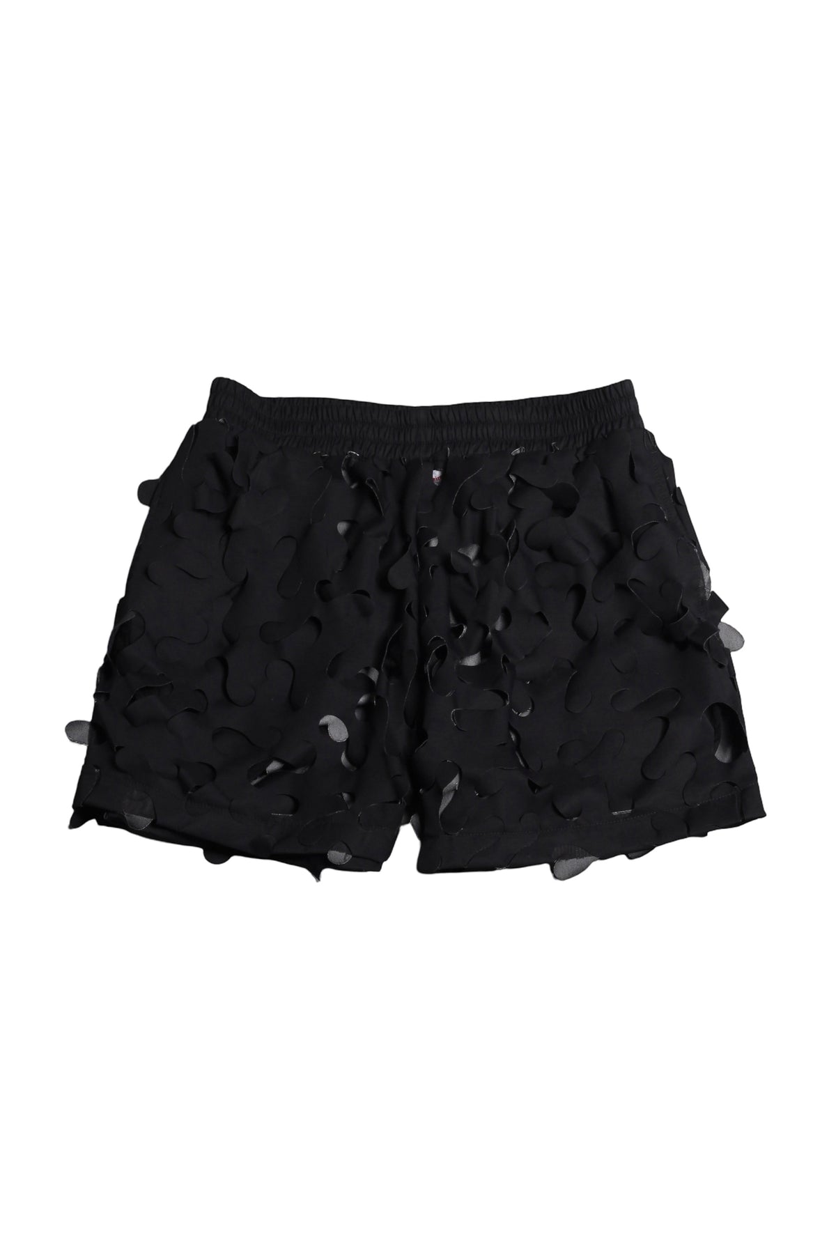 Walter Van Beirendonck black shorts with laser cut detailing