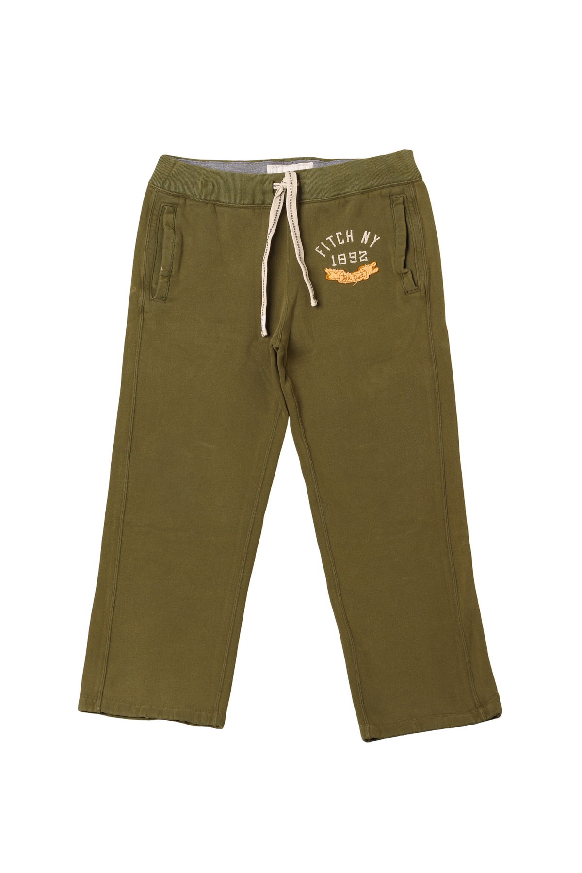 Abercrombie & Fitch green sweatpants with an embroidered front logo