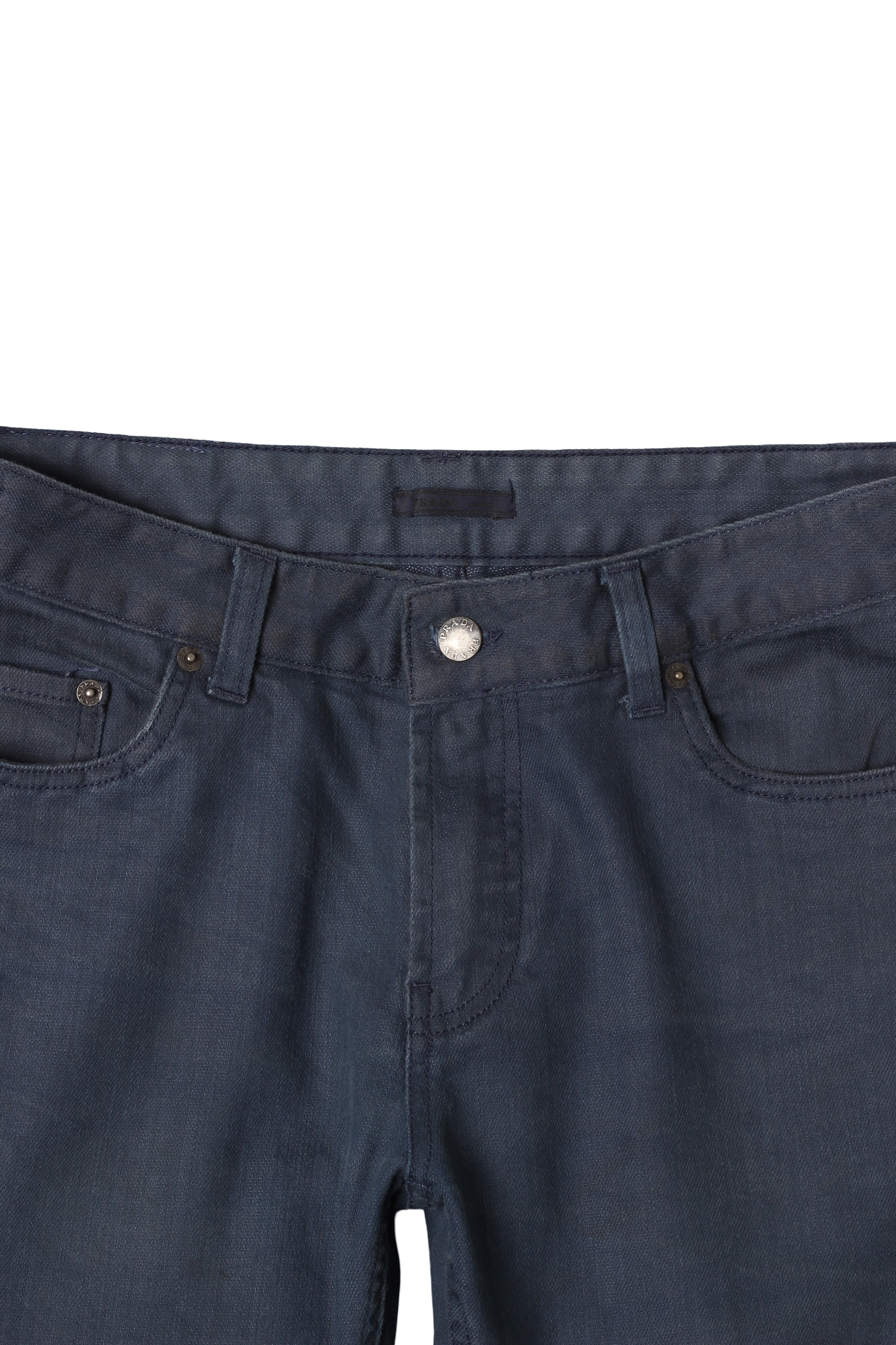 Prada Saffiano Patch Navy Jeans